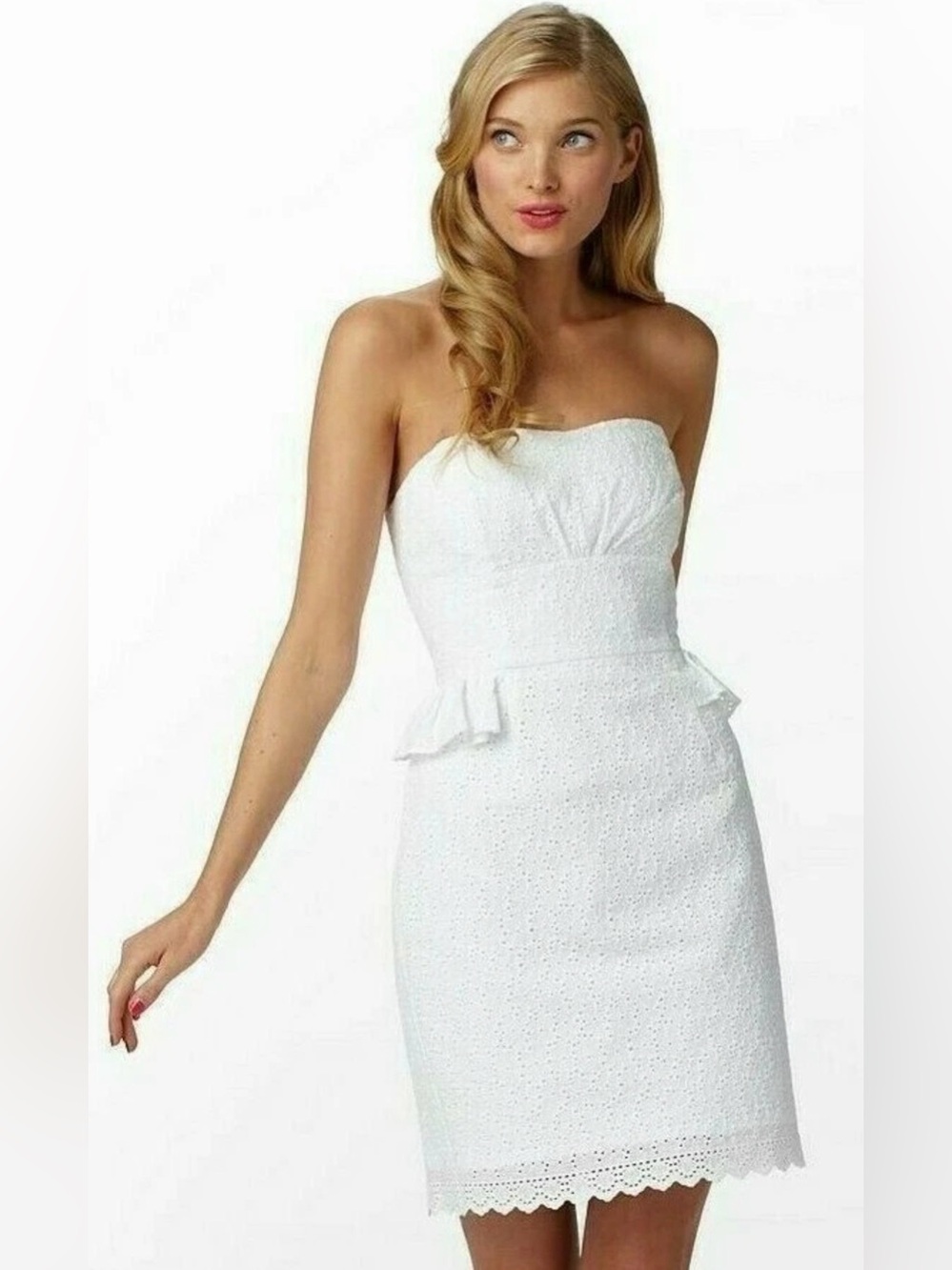 NWOT Lilly Pulitzer Maybell Sweet Daisy Eyelet Strapless Dress Cotton 0